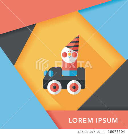 toy car flat icon with long shadow 16077504