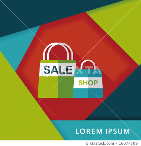 shopping paper bag flat icon with long... - Stock Illustration ...