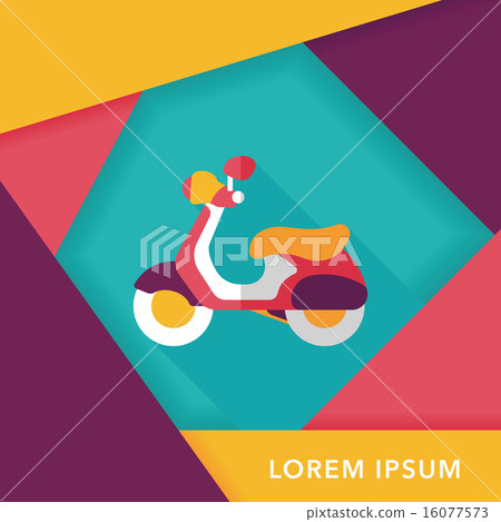 Transportation scooter flat icon with long shadow,eps10 16077573