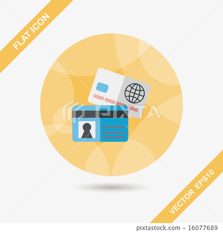 credit card flat icon with long shadow,eps10 16077689