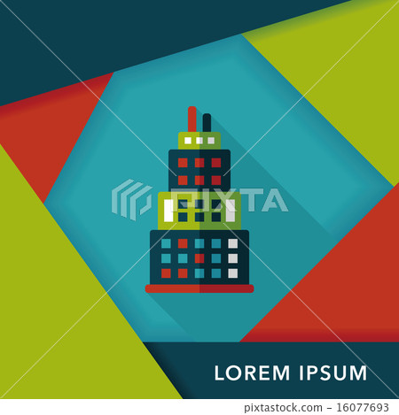 Commercial Building flat icon with long shadow,eps10 Commercial Building flat icon with long shadow,eps10 16077693