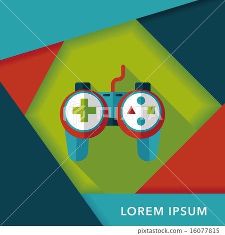 Game controller flat icon with long shadow - Stock Illustration ...