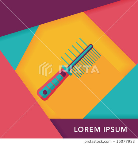 Pet dog brush flat icon with long shadow,eps10 16077958