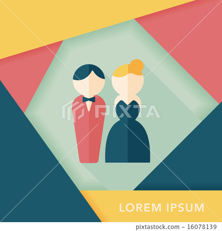 wedding couple flat icon with long shadow,eps10 - Stock Illustration ...