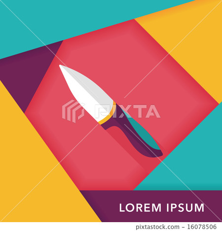 kitchenware fruit knife flat icon with long shadow,eps10 16078506