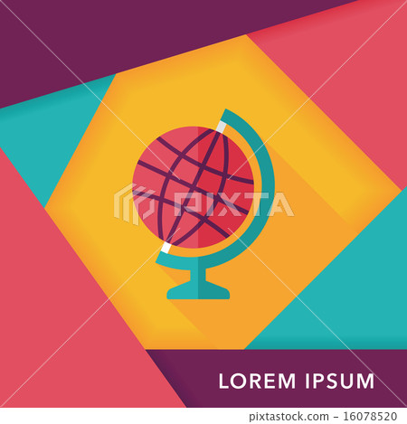 globe flat icon with long shadow,eps10 - Stock Illustration [16078520 ...