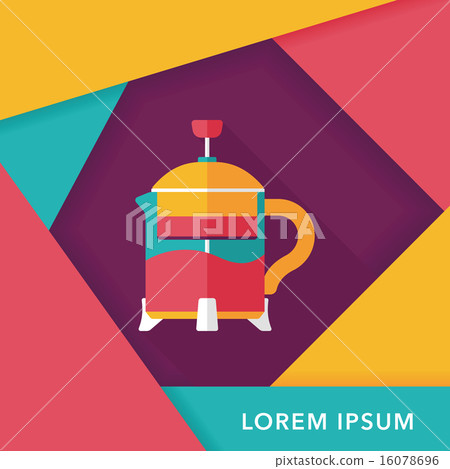 tea pot flat icon with long shadow,eps10 16078696