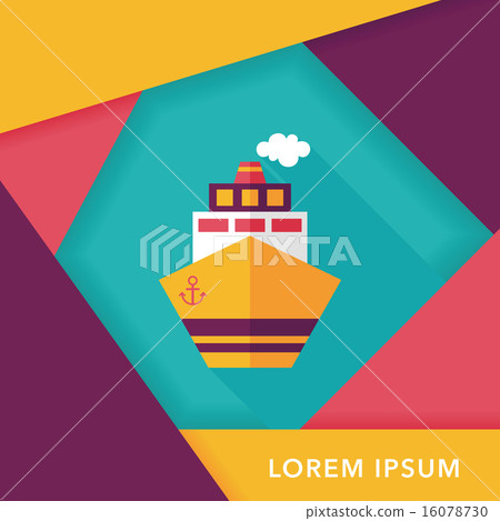 Transportation ship flat icon with long... - Stock Illustration ...