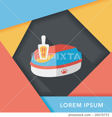 Pet cat litter box flat icon with long shadow, eps10 16078755