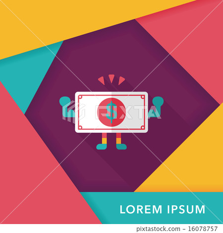 shopping money cash flat icon with long shadow,eps10 16078757