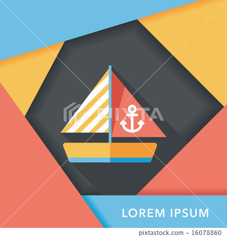 Sailboat flat icon with long shadow - Stock Illustration [16078860] - PIXTA