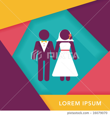wedding couple flat icon with long shadow,eps10 - Stock Illustration ...