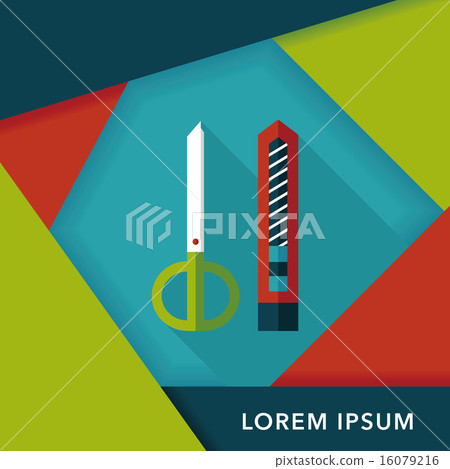 Scissors and paper knife flat icon with long shadow,eps10 Scissors and paper knife flat icon with long shadow,eps10 16079216