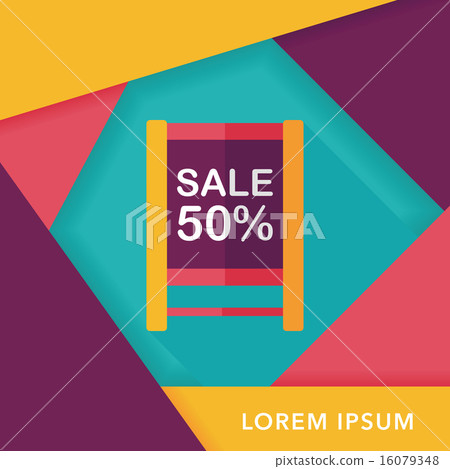 shopping sale sign flag flat icon with long shadow,eps10 16079348