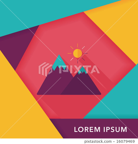 Mountain tourist flat icon with long shadow 16079469