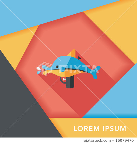 Water Gun flat icon with long shadow 16079470
