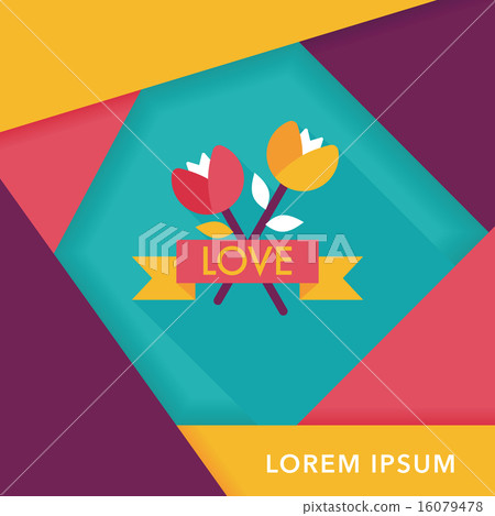 Valentine's Day flower flat icon with long shadow,eps10 Valentine's Day flower flat icon with long shadow,eps10 16079478