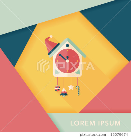 Cuckoo clock flat icon with long shadow,eps10 16079674