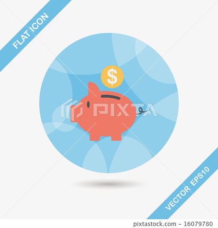 Piggy bank flat icon with long shadow,eps10 Piggy bank flat icon with long shadow,eps10 16079780