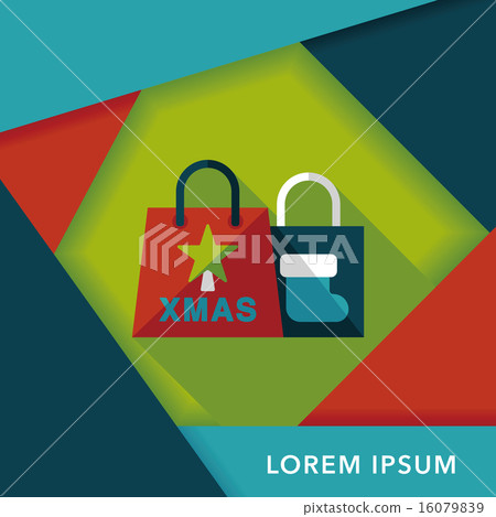 Christmas shopping bag flat icon with long shadow,eps10 16079839