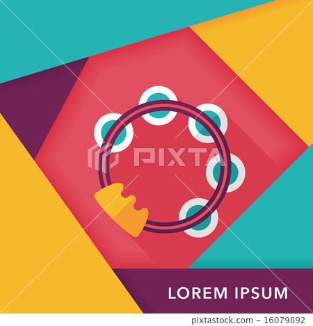 tambourine flat icon with long shadow 16079892