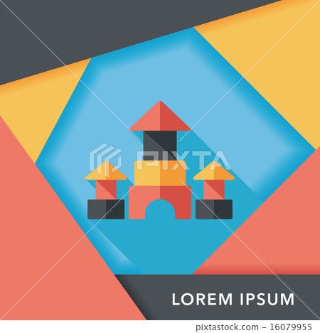 brick house flat icon with long shadow - Stock Illustration [16079955 ...