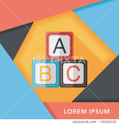ABC blocks flat icon with long shadow,EPS 10 16080226