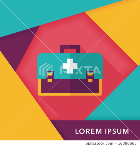 first aid kit flat icon with long shadow - Stock Illustration [16080665 ...