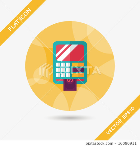 ATM flat icon with long shadow,eps10 ATM flat icon with long shadow,eps10 16080911