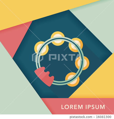 tambourine flat icon with long shadow 16081300