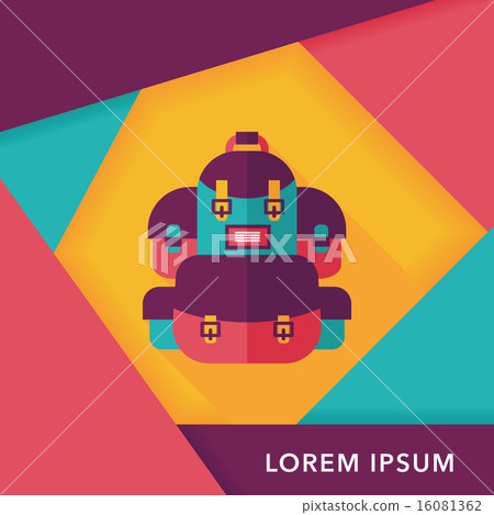 backpack flat icon with long shadow - Stock Illustration [16081362] - PIXTA