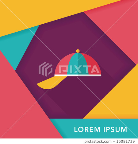 Peaked cap flat icon with long shadow,eps10 16081739