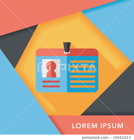 Identification card flat icon with long shadow 16081813