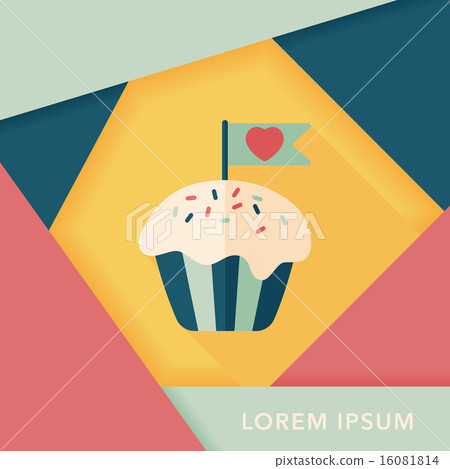 列Valentine's Day cupcake flat icon with long shadow,eps10印 列Valentine's Day cupcake flat icon with long shadow,eps10印 16081814