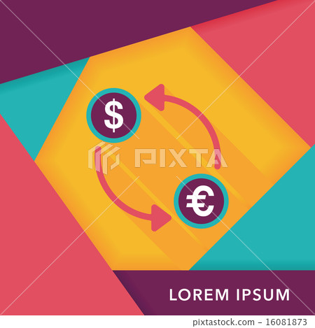 Currency Exchange flat icon with long shadow,eps10 16081873