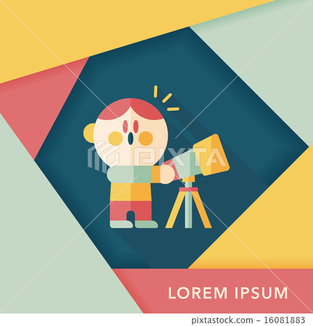 Space boy and telescope flat icon with long shadow,eps10 Space boy and telescope flat icon with long shadow,eps10 16081883