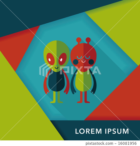 Space alien friendship flat icon with long shadow,eps10 Space alien friendship flat icon with long shadow,eps10 16081956