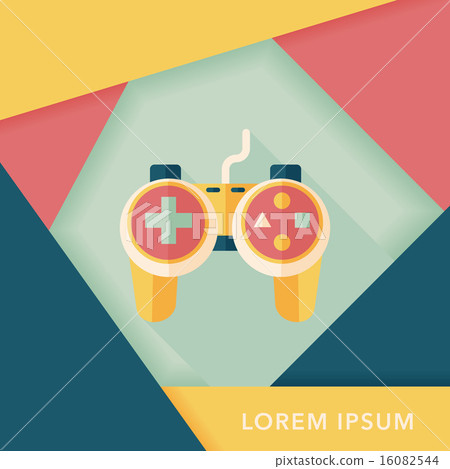 Game controller flat icon with long shadow - Stock Illustration ...