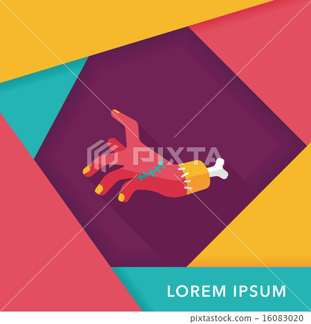 Halloween zombie hand flat icon with long shadow,eps10 16083020