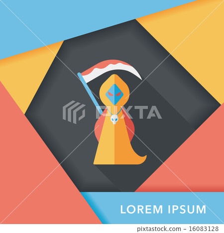 Grim Reaper flat icon with long shadow,eps10 16083128