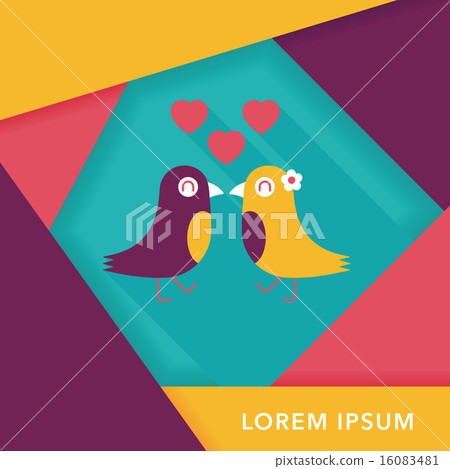 Valentine's Day lover bird flat icon with long shadow,eps10 Valentine's Day lover bird flat icon with long shadow,eps10 16083481