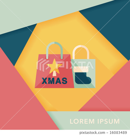 Christmas shopping bag flat icon with long shadow,eps10 Christmas shopping bag flat icon with long shadow,eps10 16083489