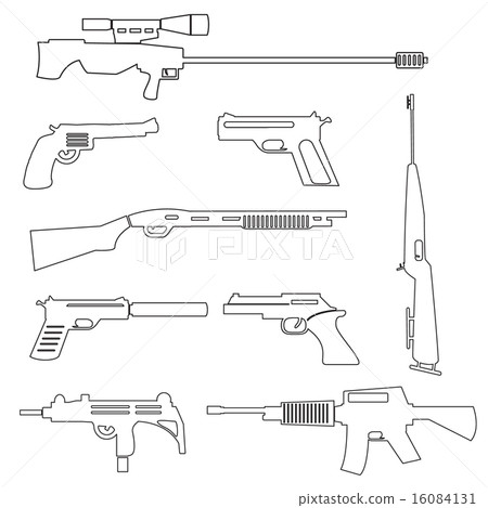 firearms weapons and guns outline icons eps10 16084131