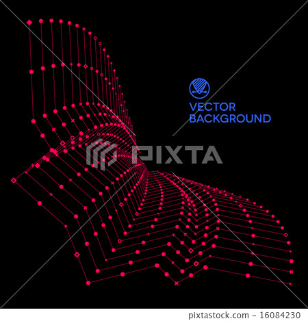 Wavy grid made of connected dots with signs 16084230