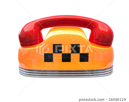 Taxi car sign with telephone reciever handset 16086129