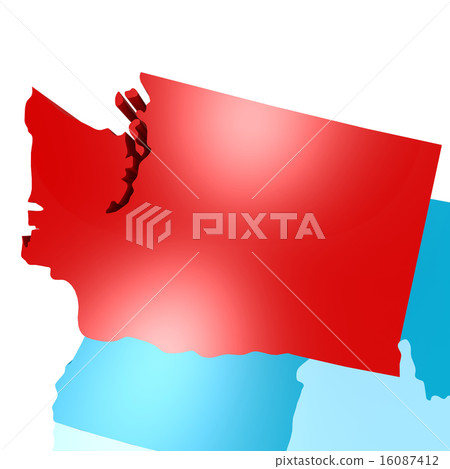 Washington map on blue USA map 16087412