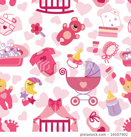 Newborn Baby girl seamless pattern 16087902