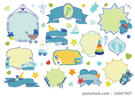 Newborn Baby boy badges,labels set. Baby shower Newborn Baby boy badges,labels set. Baby shower 16087907