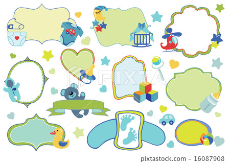 Newborn Baby boy badges,labels set.Baby shower Newborn Baby boy badges,labels set.Baby shower 16087908