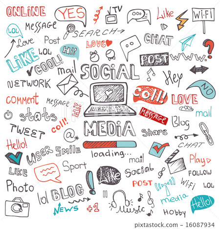 Social Media Word and Icon Cloud.Doodle sketchy Social Media Word and Icon Cloud.Doodle sketchy 16087934